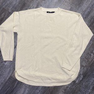 MEROKEETY Women's Cream Size M Long Sleeve Crew Neck Knit Pullover Sweater